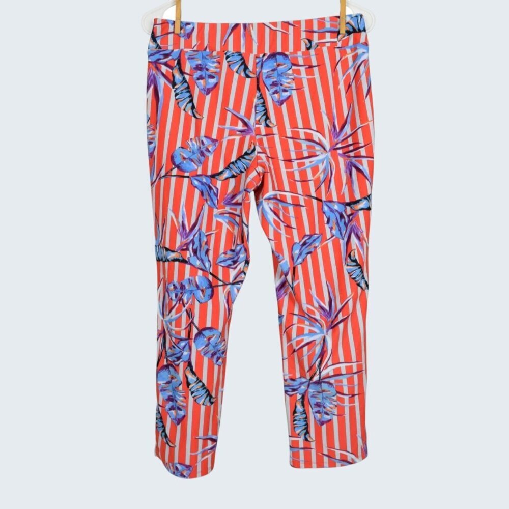 ARYEH BIRDS OF PARADISE STRIPED ORANGE CAPRI PANTS - Picture 5 of 8